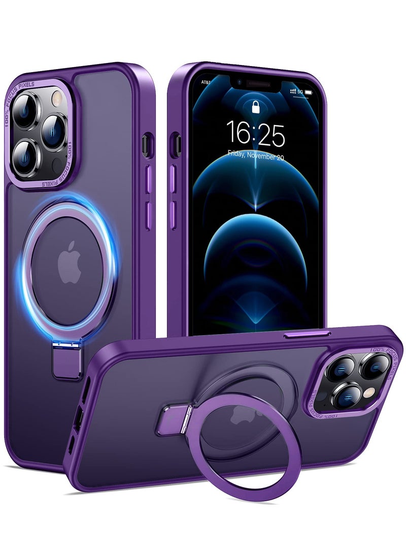 iPhone 12 Pro Max MagSafe Case with Magnetic Invisible Stand,【Full Shockproof Protection】Matte Back Phone Cover with Magnet Kickstand for Apple 12 Pro Max (2020)(Purple) - Image 1